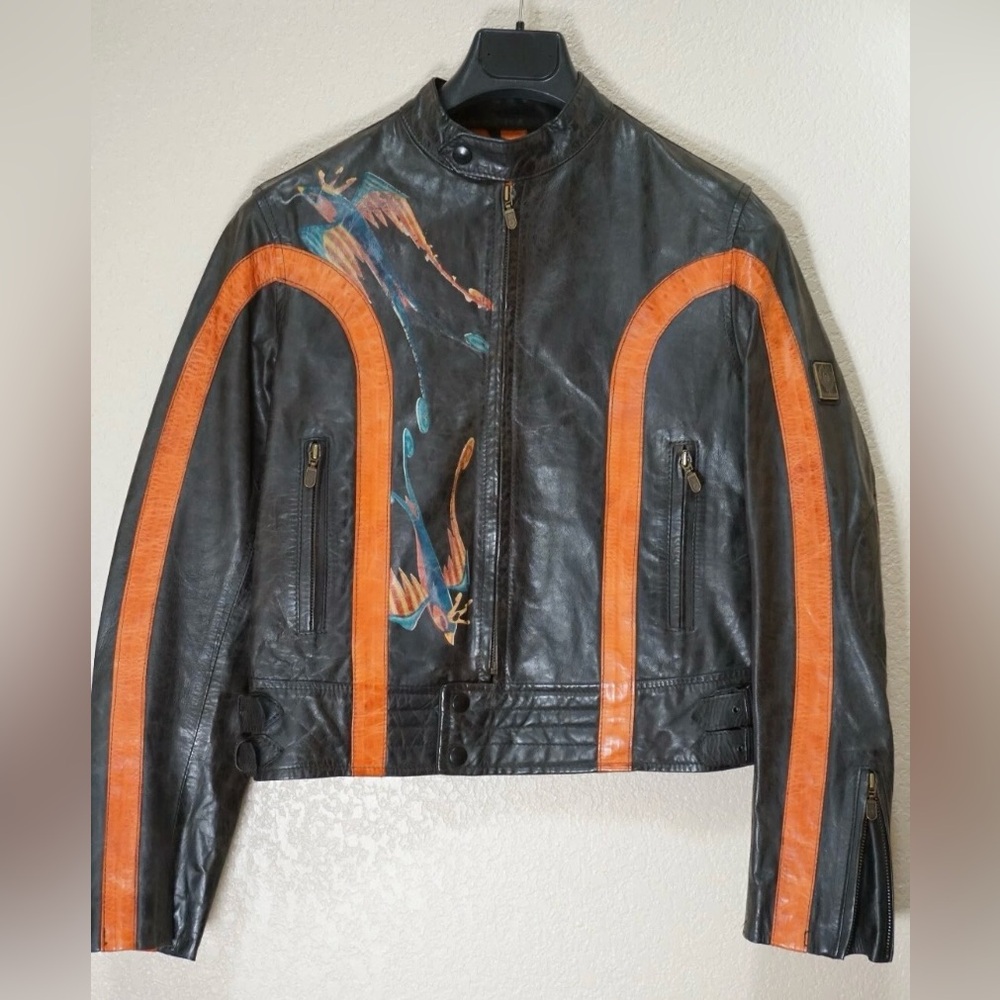 Belstaff Black Prince Jacket with Orange Lining